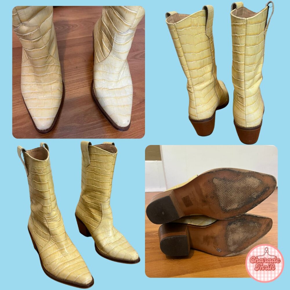L'Intervalle - Yellow Croc Cowboy Boots - Picture 3 of 3